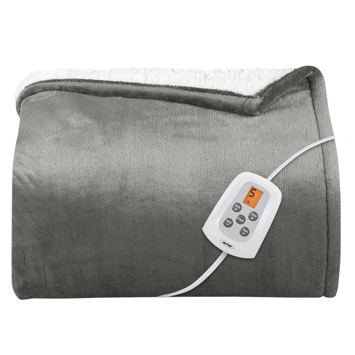 SUNVIVI Electric Heated Blanket 84¡¯¡¯ x 62¡¯¡¯ Twin Size Electric Blanket with 10 Heating Levels - Grey - Electric Blankets
