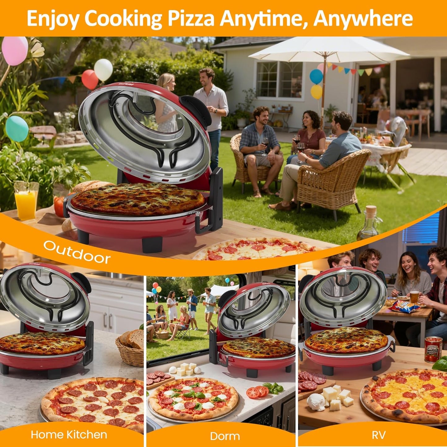 Sunvivi Electric Indoor Pizza Oven: Countertop Pizza Maker with Temp Control Knob Heats up to 770?¡ìH Portable Pizza
