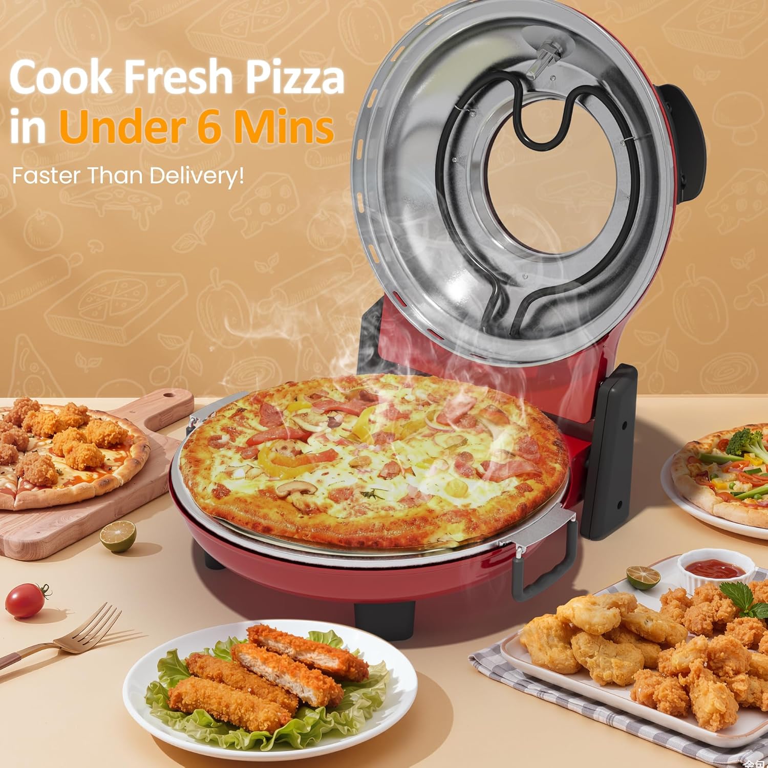 Sunvivi Electric Indoor Pizza Oven: Countertop Pizza Maker with Temp Control Knob Heats up to 770?¡ìH Portable Pizza