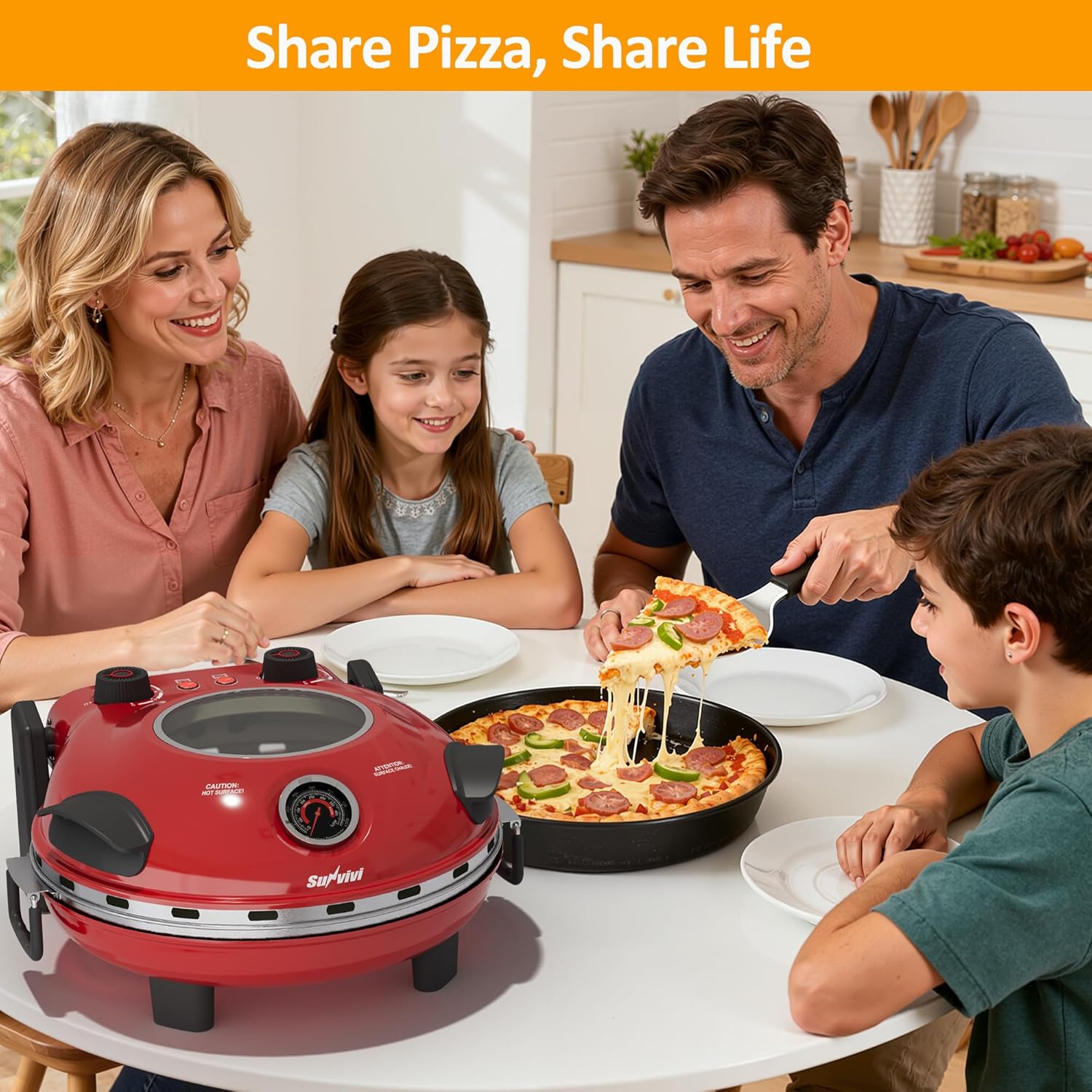 Sunvivi Electric Indoor Pizza Oven: Countertop Pizza Maker with Temp Control Knob Heats up to 770?¡ìH Portable Pizza