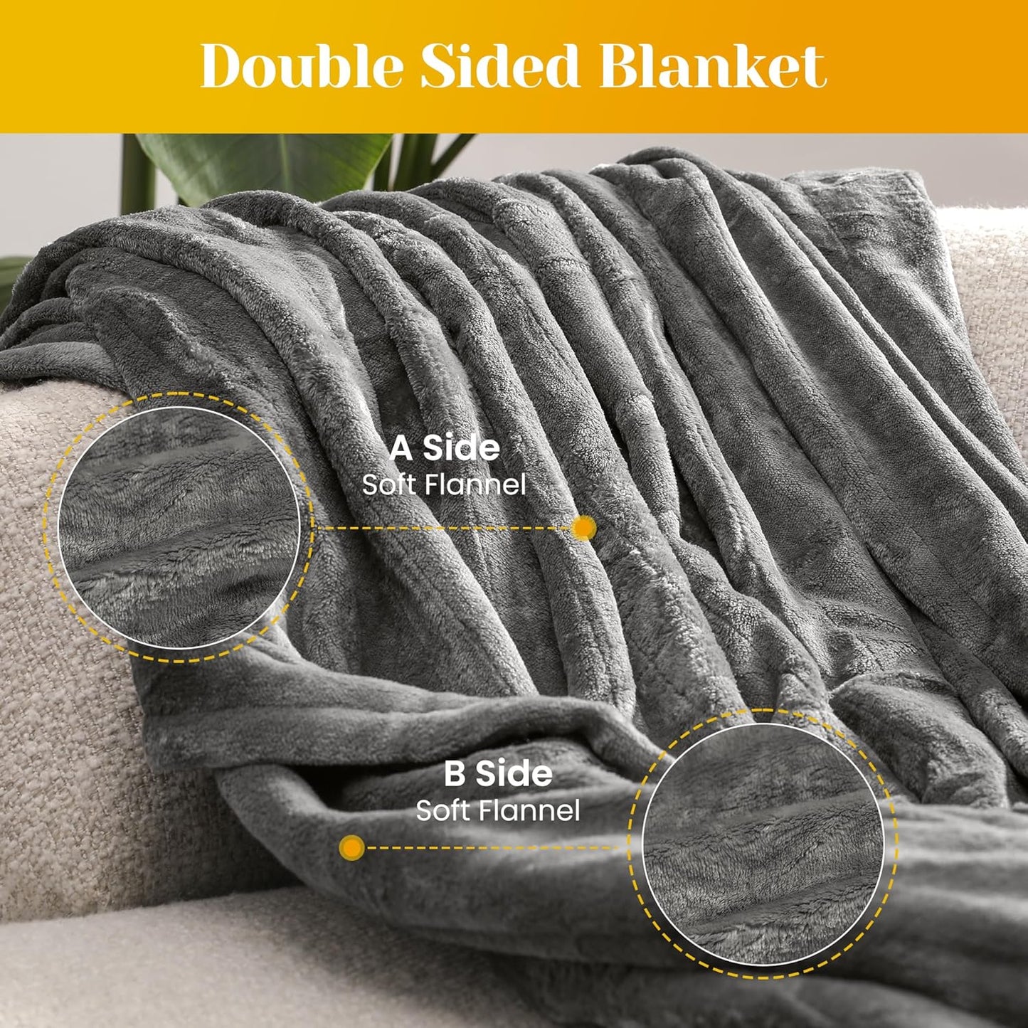 SUNVIVI Heated Blanket King Size Heating Electric Throw Blanket Dual Control