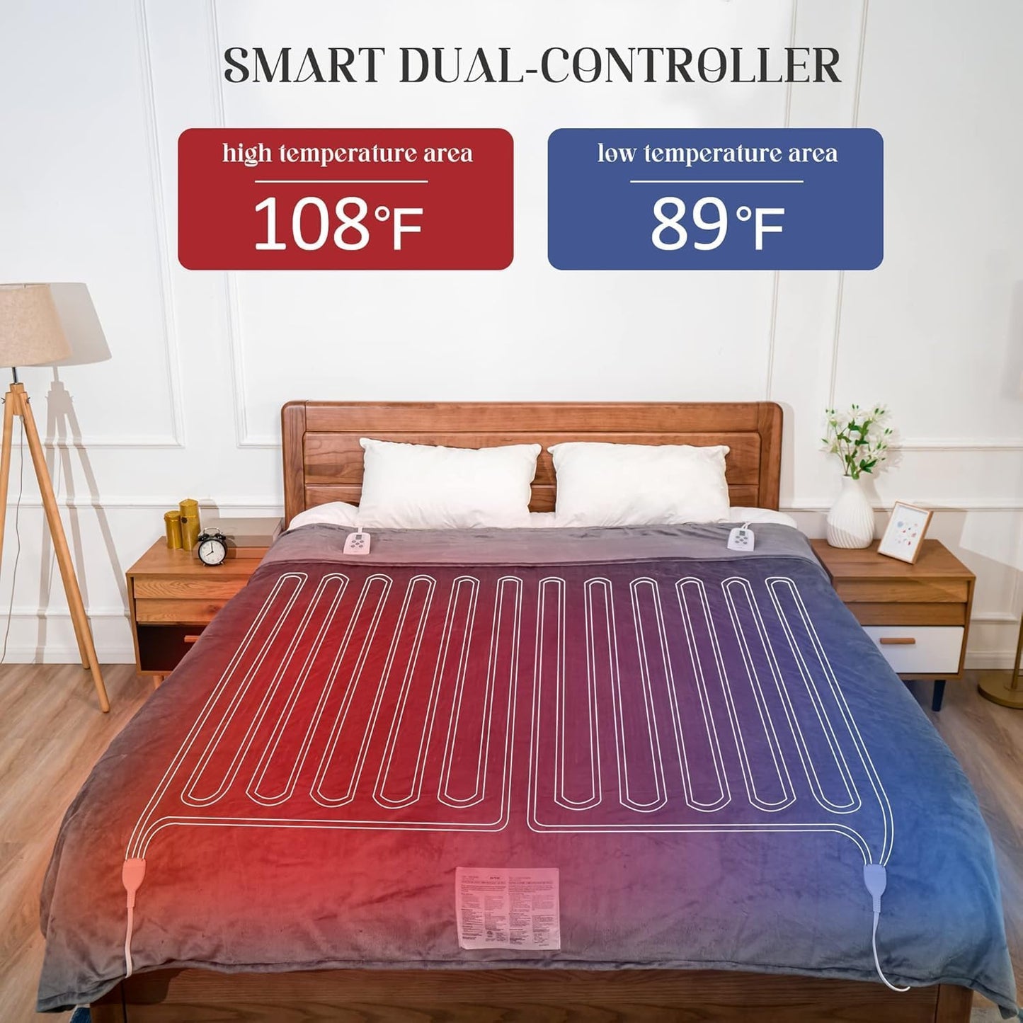 SUNVIVI Heated Blanket King Size Heating Electric Throw Blanket Dual Control