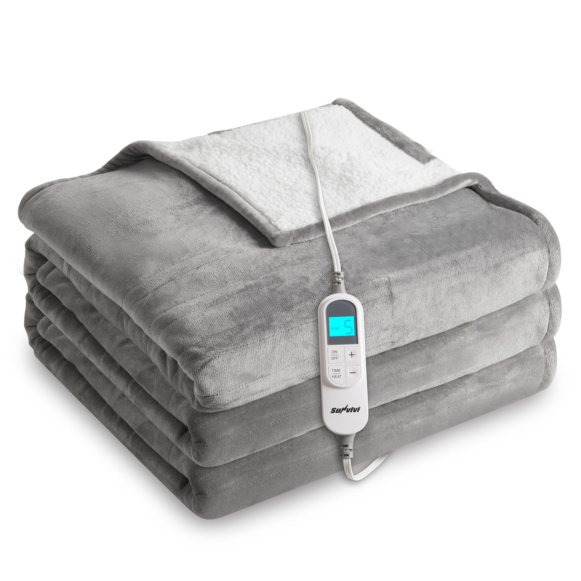 SUNVIVI Heated Blanket Queen Size Electric Throw Dual Control