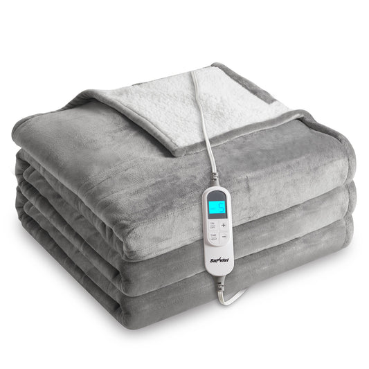 SUNVIVI Heated Blanket Queen Size Electric Throw Dual Control