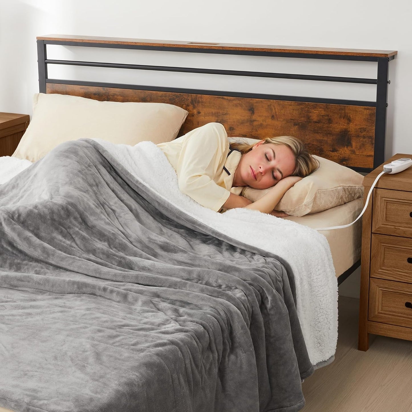 SUNVIVI Heated Blanket Queen Size Electric Throw Dual Control