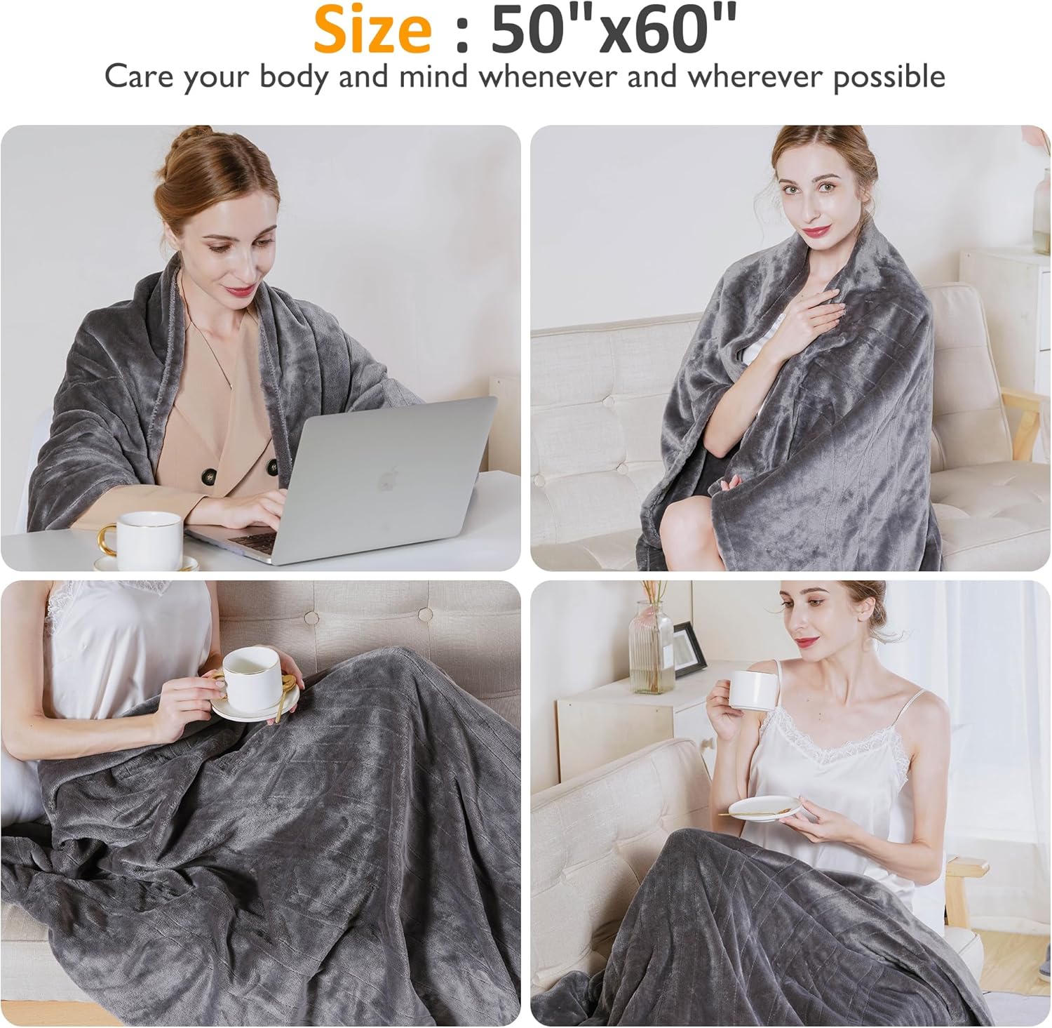 SUNVIVI Heated Throw Electric Blanket