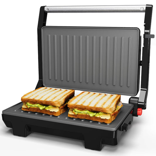 Sunvivi Panini Press Sandwich Maker: Electric Panini Press Grill with Locking Lid Portable Indoor Panini Maker