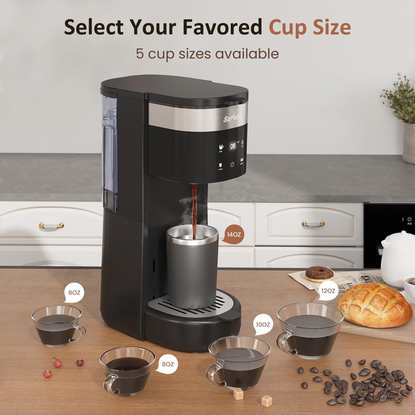 Sunvivi Single Serve Coffee Maker 30oz Removable Water Reservoir Black - Single-Serve Brewers