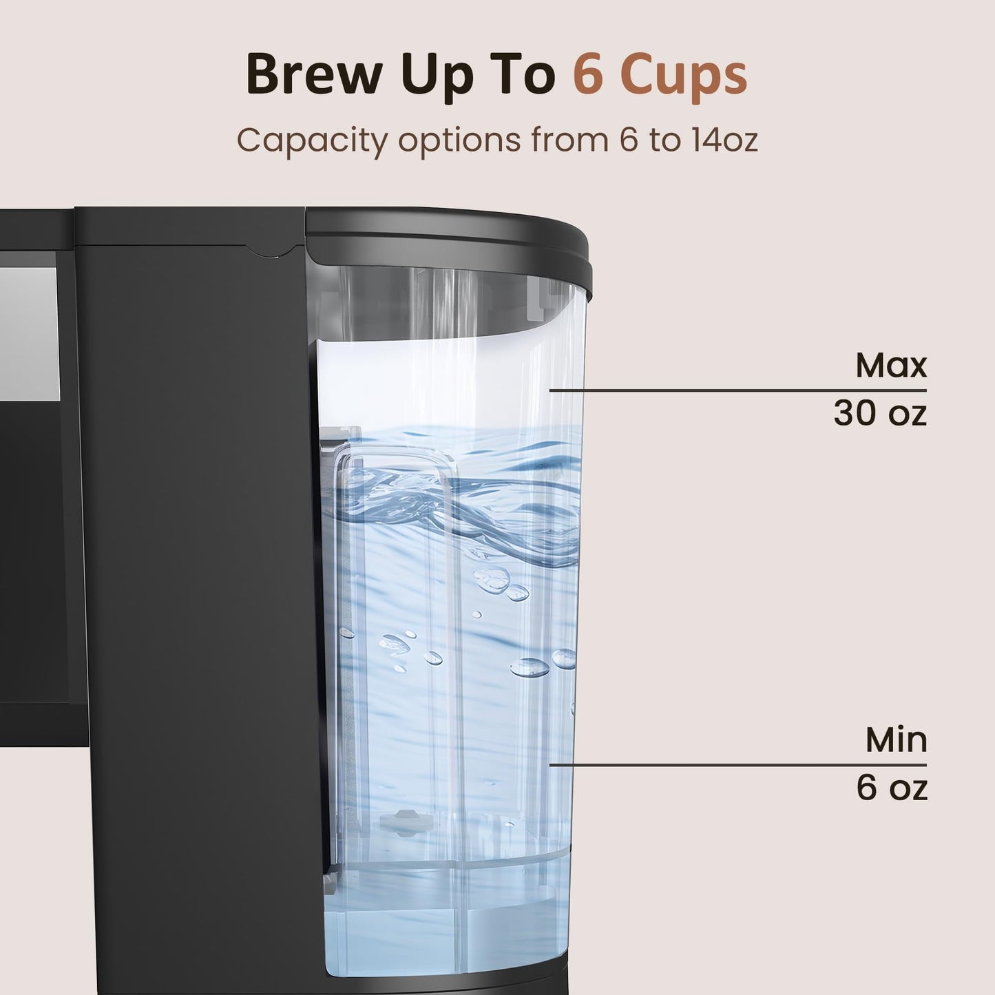 Sunvivi Single Serve Coffee Maker 30oz Removable Water Reservoir Black - Single-Serve Brewers
