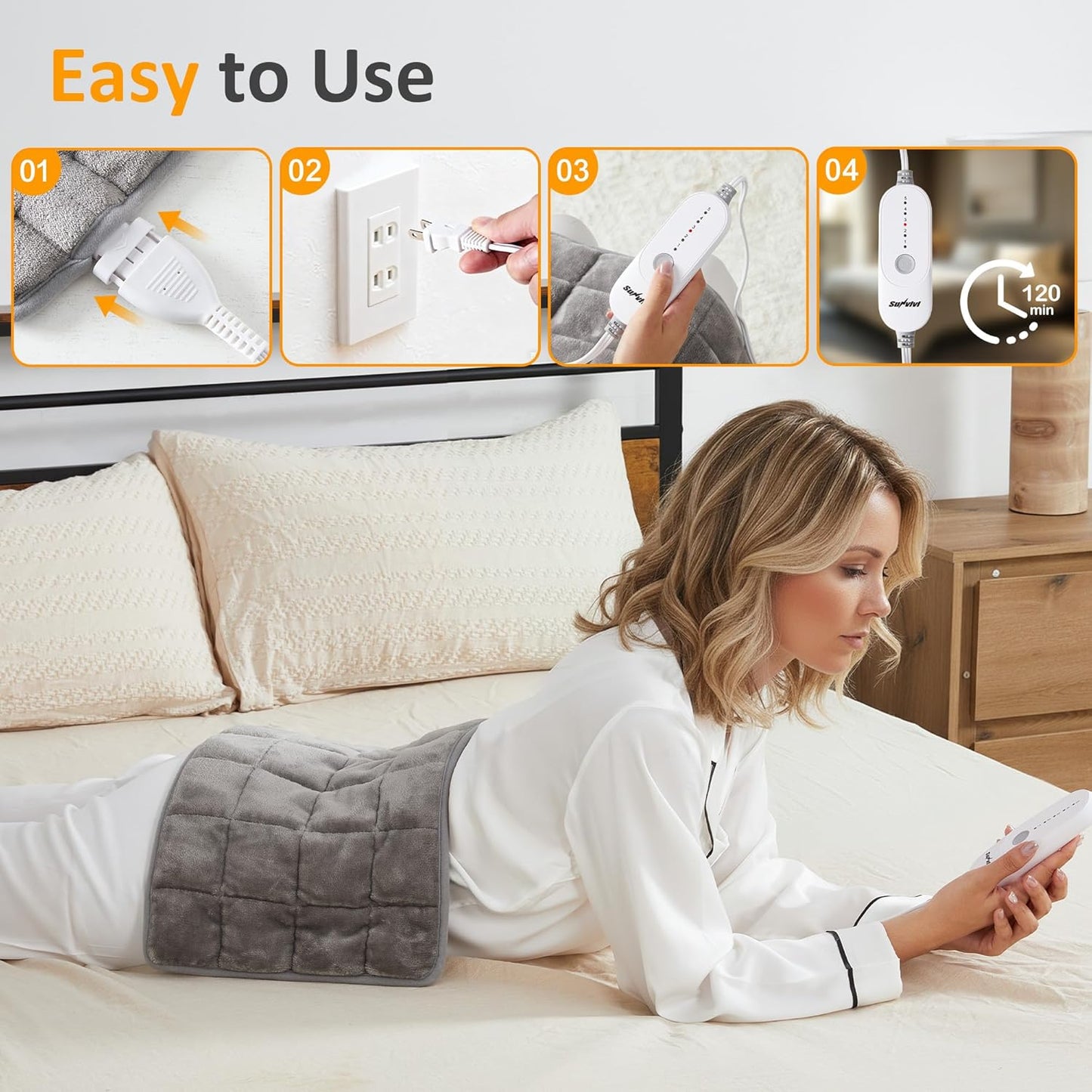 Sunvivi Soothing Pressure Heating Pad - Plush Electric Heating Pad