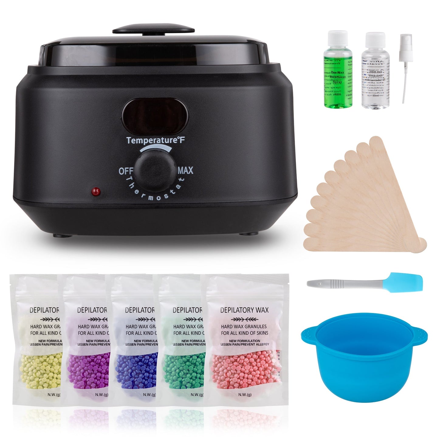 Sunvivi Waxing Kit Digital Wax Warmer for Hair Removal with 5 Packs Hard Wax Beads Wax Melt Warmer Kit - Black