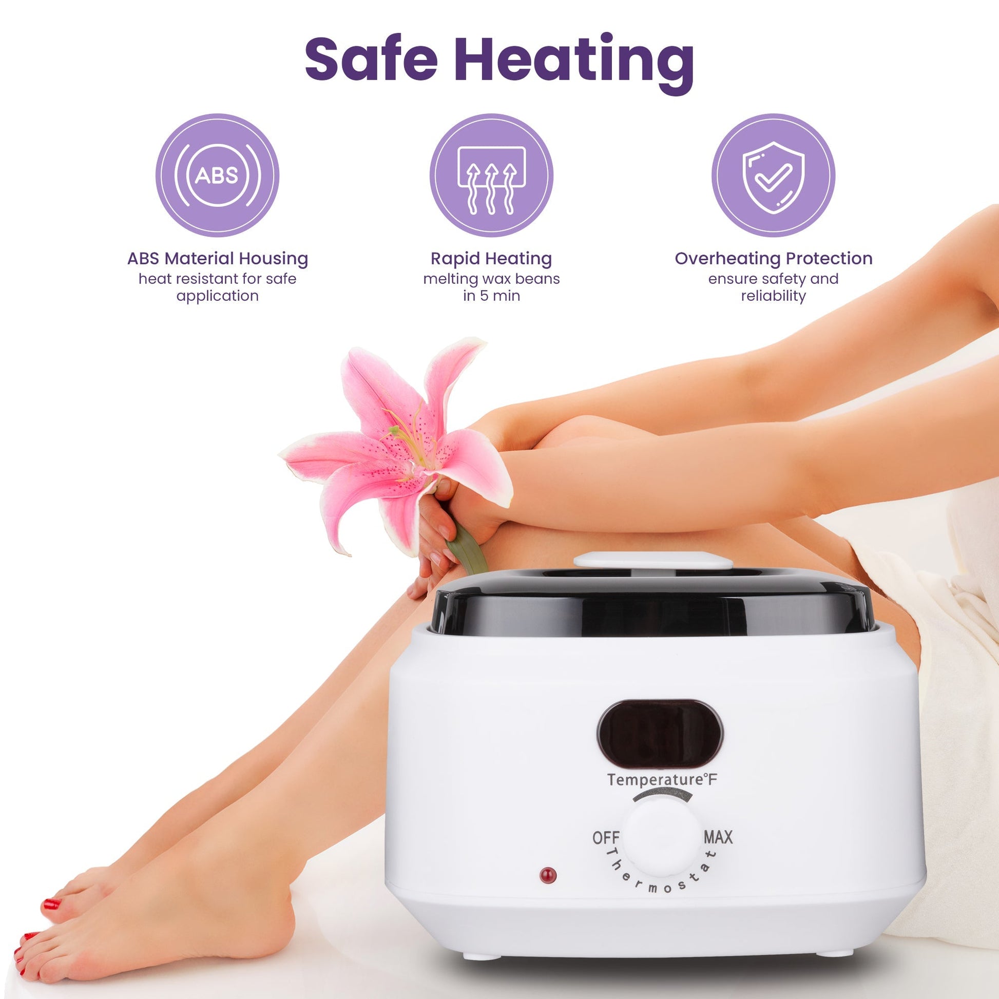 Sunvivi Waxing Kit Digital Wax Warmer for Hair Removal with 5 Packs Hard Wax Beads Wax Melt Warmer Kit