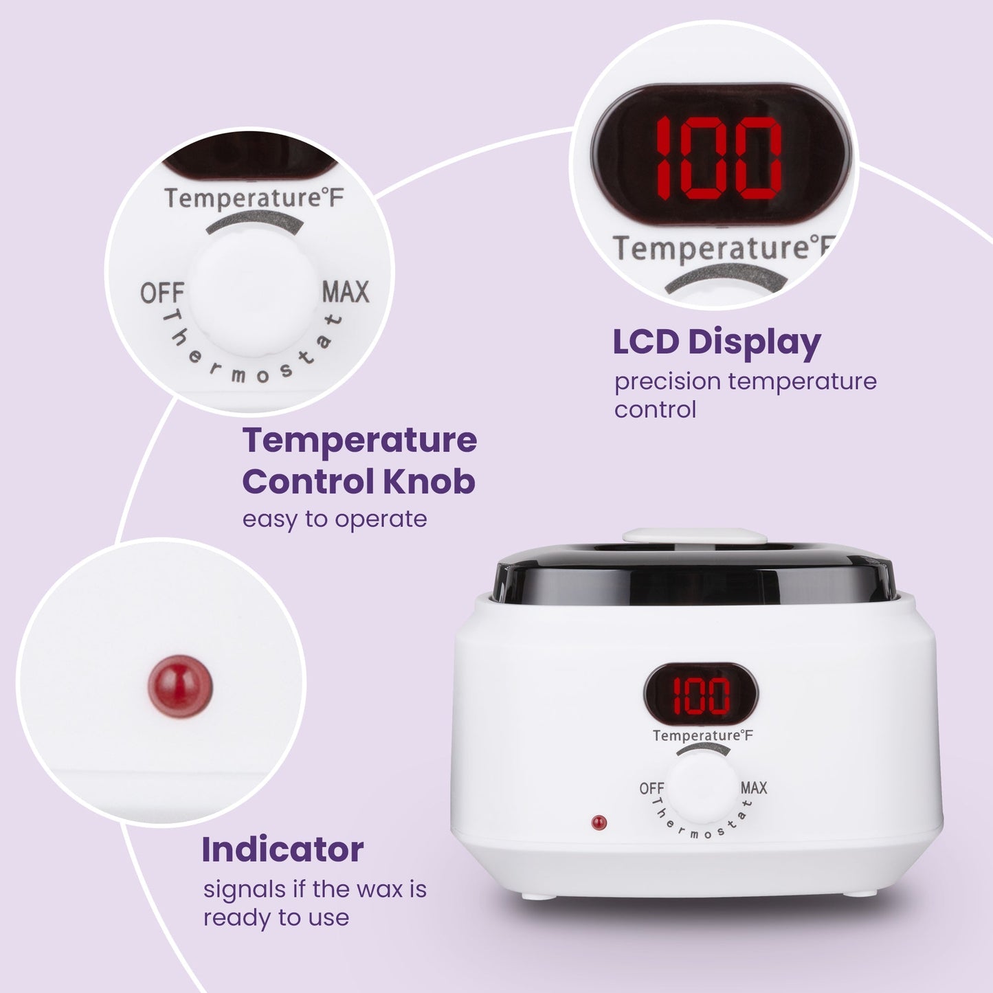 Sunvivi Waxing Kit Digital Wax Warmer for Hair Removal with 5 Packs Hard Wax Beads Wax Melt Warmer Kit