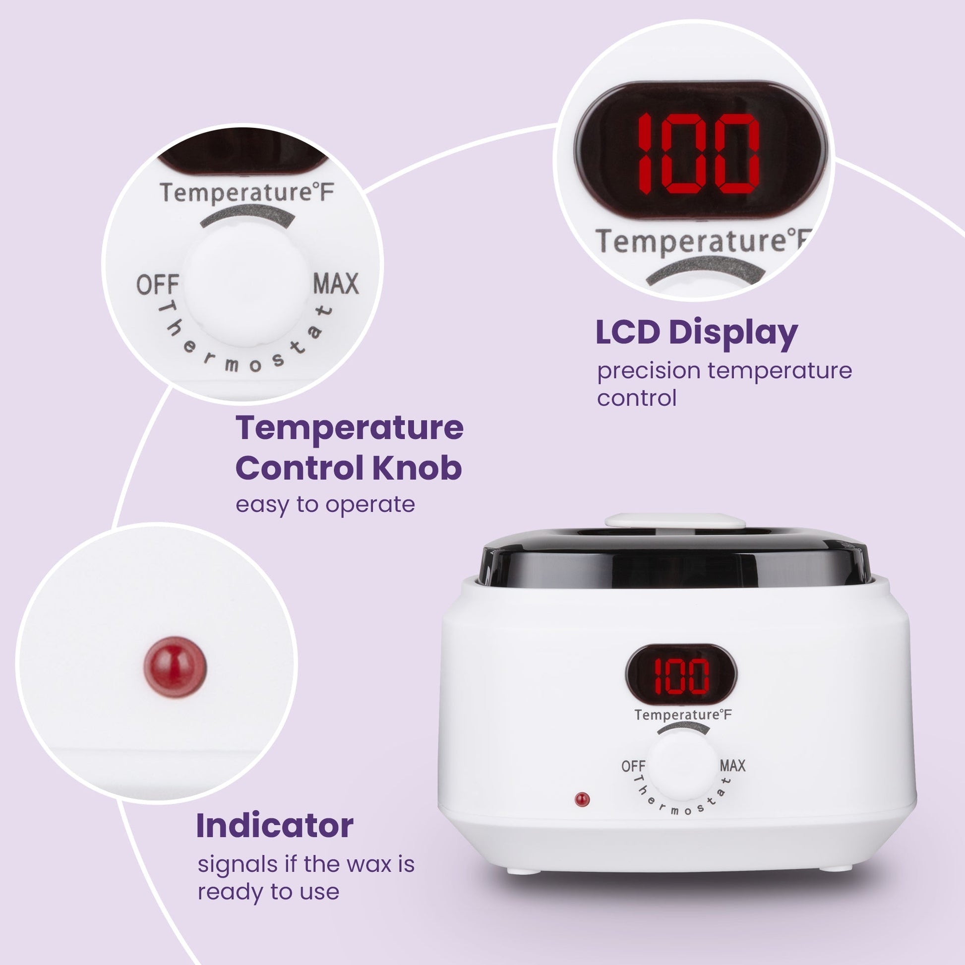 Sunvivi Waxing Kit Digital Wax Warmer for Hair Removal with 5 Packs Hard Wax Beads Wax Melt Warmer Kit