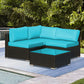 4 Pieces Outdoor Sectional Set with Coffee Table, Turquoise Cushions - Sunvivi