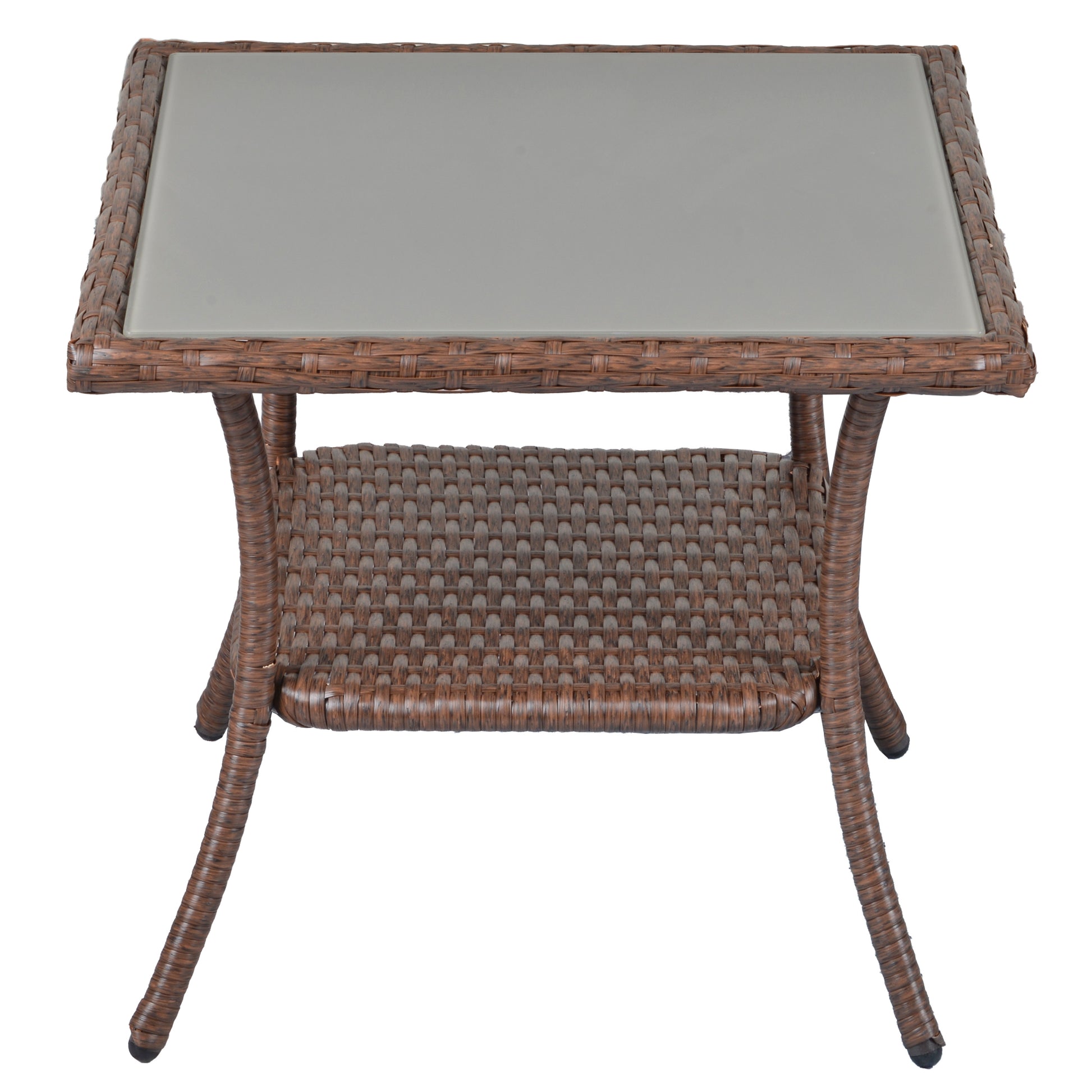 Square Rattan Side Table, Brown - Sunvivi