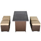 5 Piece Dining Set with 4 Ottoman and Table, Brown - Sunvivi