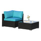 2 Pieces Sectional Set Corner Sofa and Coffee Table, Turquoise Cushions - Sunvivi