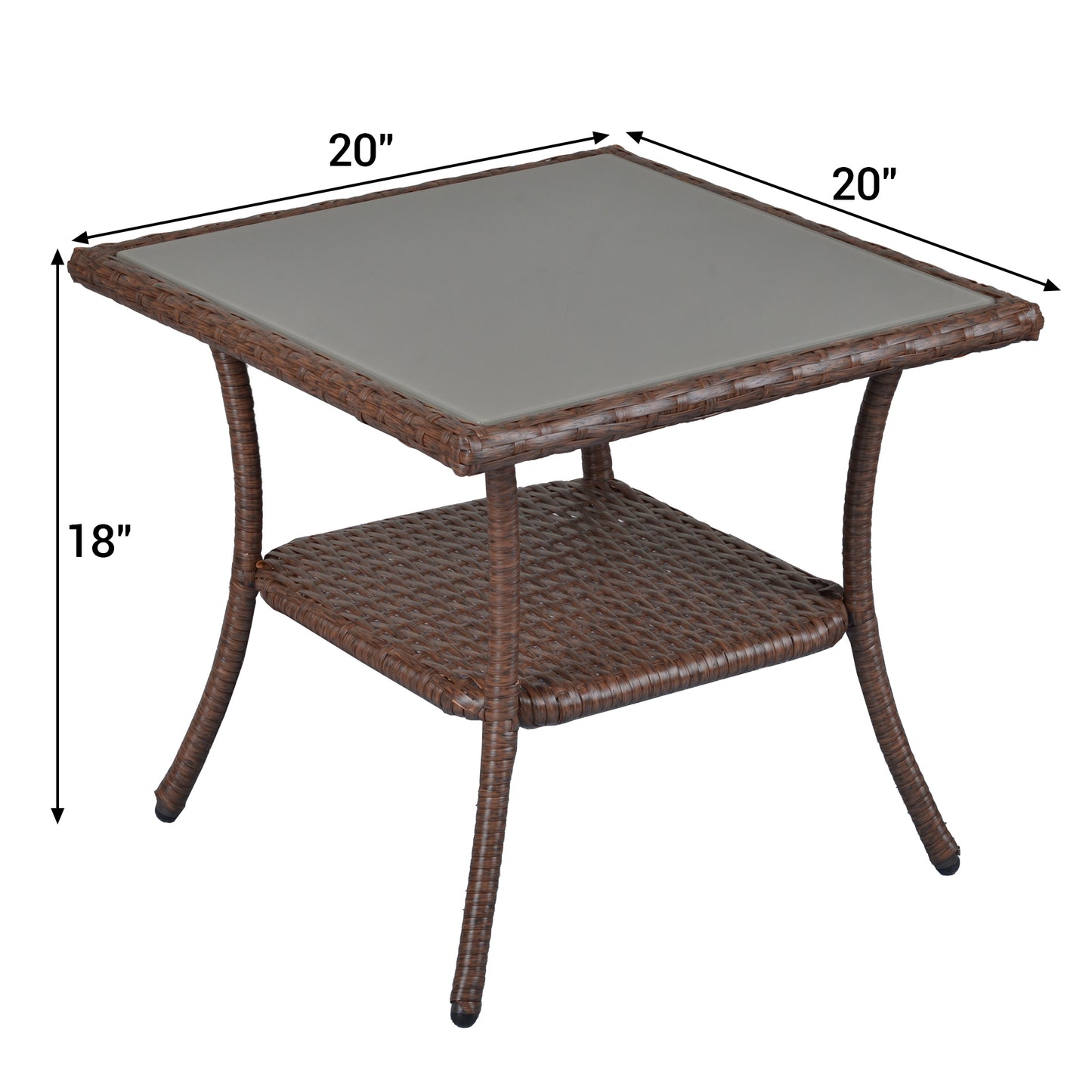 Square Rattan Side Table, Brown - Sunvivi
