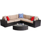 Outdoor Patio Furniture Set, 6-Piece Outdoor Conversation Sets All Weather Rattan Wicker Sectional Sofa Sets, Coffee