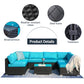 9 Piece Rattan Conversation Set with Coffee Table, Turquoise Cushions - Sunvivi
