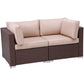 Loveseats Outdoor All Weather Rattan Wicker Corner Sofa, Beige Cushions - Sunvivi