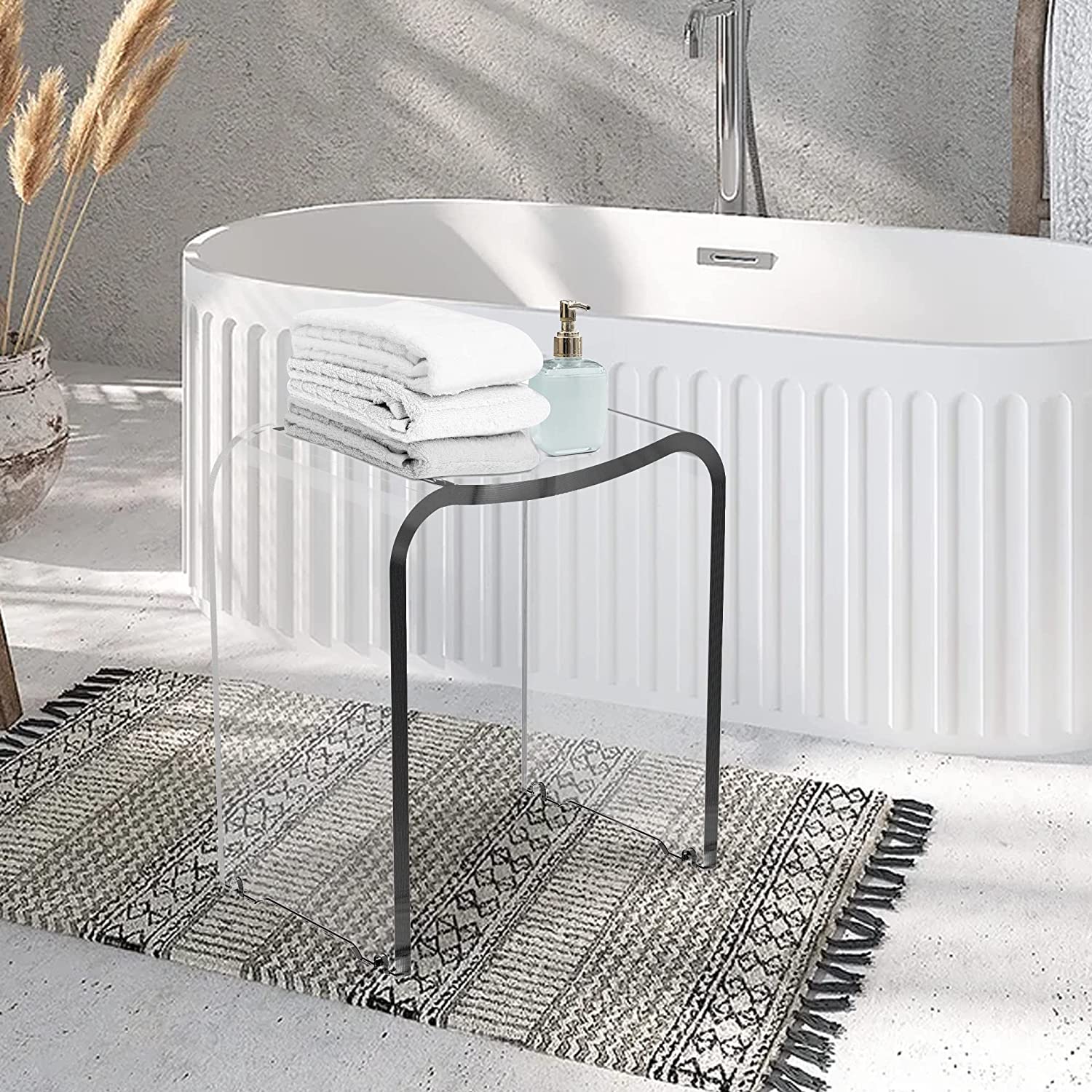 Acrylic Shower Bench Stool Clear Bath Chair Seat Perfect for