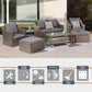 Outdoor Patio Sectional Furniture Set, 7 Piece PE Wicker Patio Conversation Sets Couch with Washable Cushions & Glass Table, Outdoor Rattan Sofa for Garden, Lawn, Backyard (Gray)