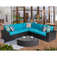 Outdoor Patio Furniture Sets, 6-Piece Patio Sectional Furniture Set, All-Weather Rattan Wicker Patio Sofa Chair, Blue