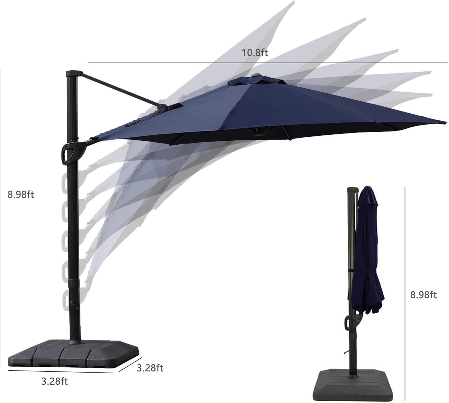 Offset patio umbrella with base included 11ft Offset Cantilever Umbrella