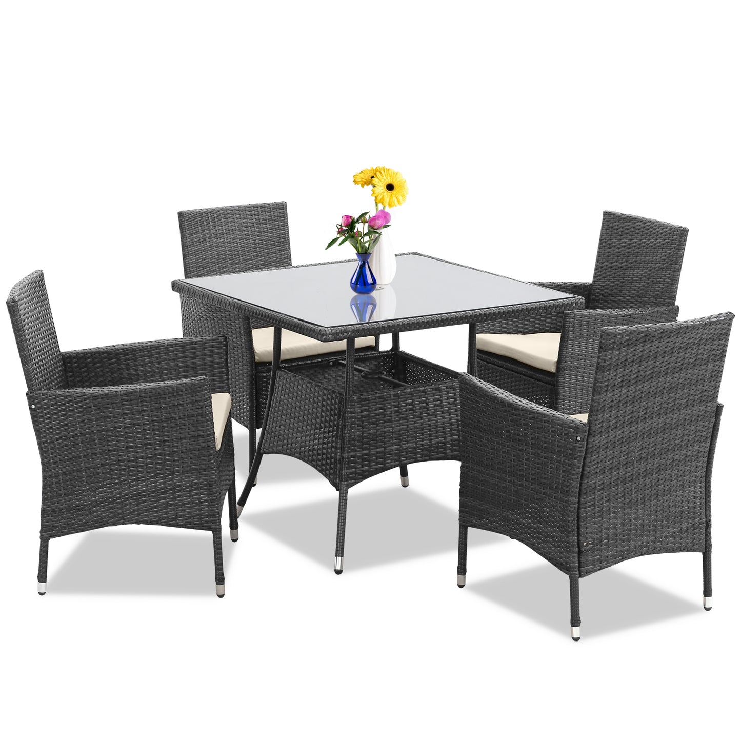 5-Piece Wicker Patio Dining Table and Chair Set