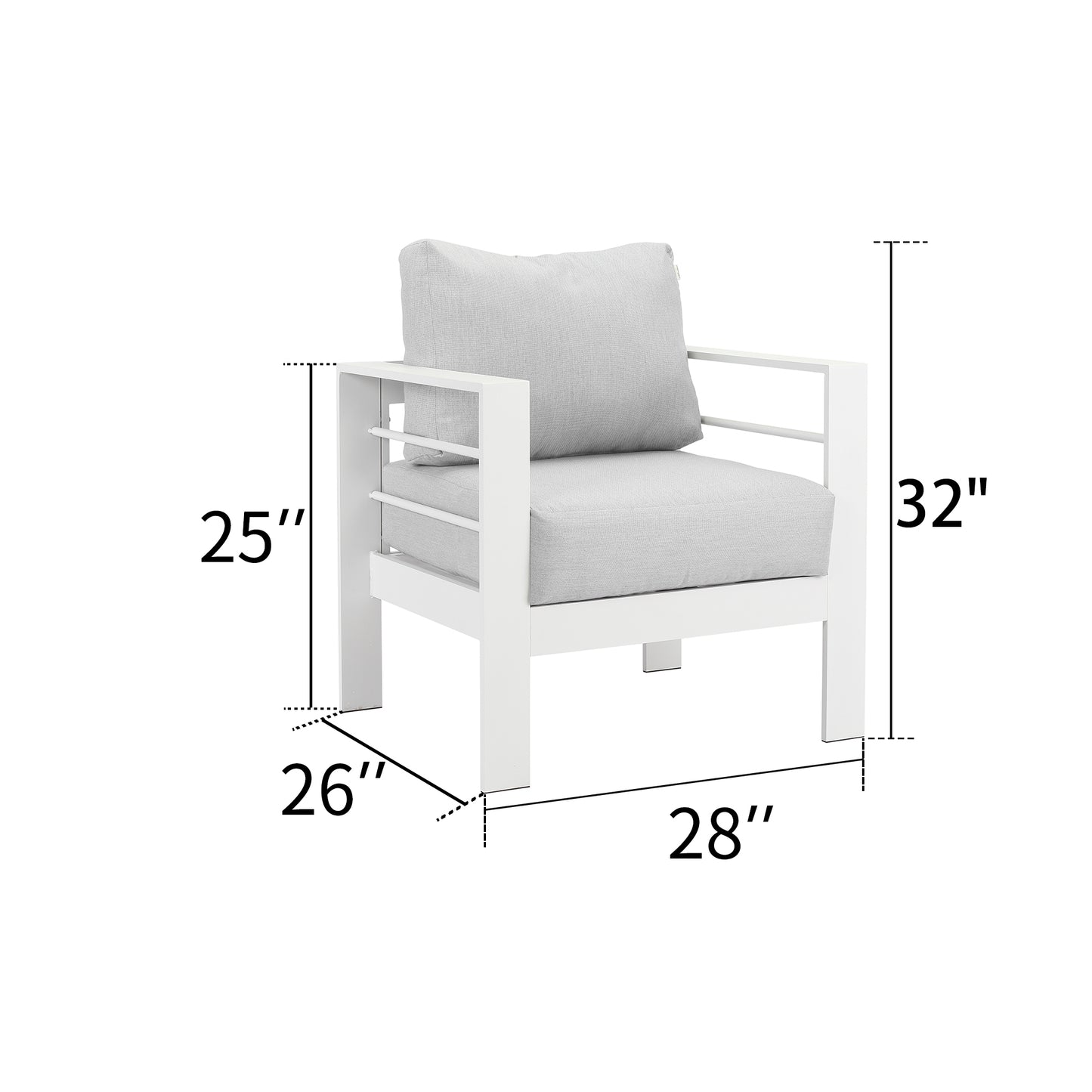 Furniture Aluminum Loveseat, All-Weather Outdoor Contemporary Sofa Chair with Cushions - Sunvivi