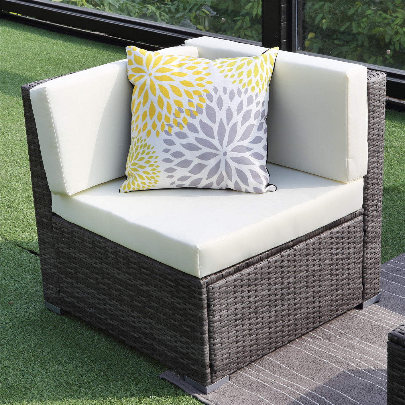 Outdoor Sofa Patio Furniture Set, 7PCS Outdoor Grey Wicker Sofa Set Sectional Furniture Conversation Set - Sunvivi