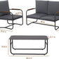 Patio Furniture Set 4-Piece Wide Seating Conversation Sofa Outdoor Sectional