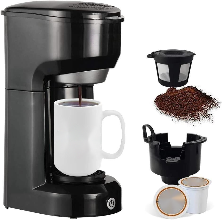 Single Serve Coffee Maker for Pods and Ground Coffee 14 OZ Reservoir