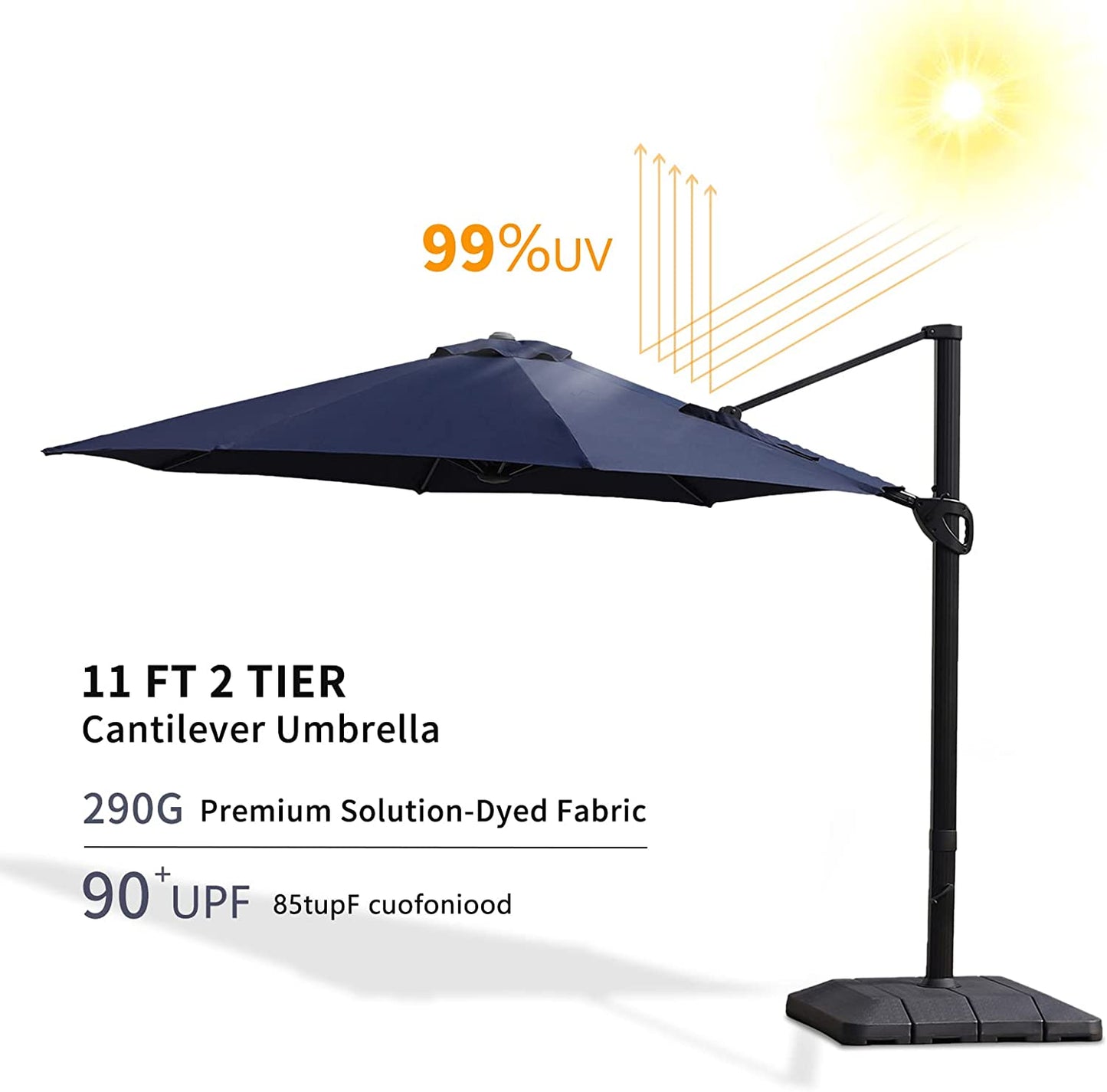 Offset patio umbrella with base included 11ft Offset Cantilever Umbrella