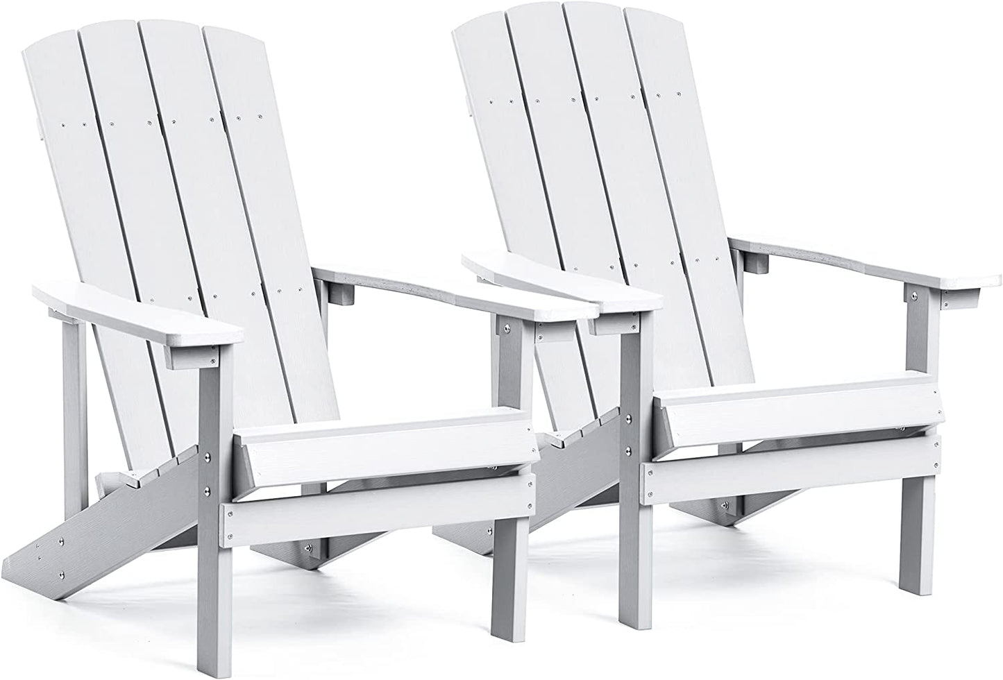 Plastic Adirondack Chairs Set of 2, Weather Resistant Patio Chairs, Outdoor Deck Fire Pit Chairs