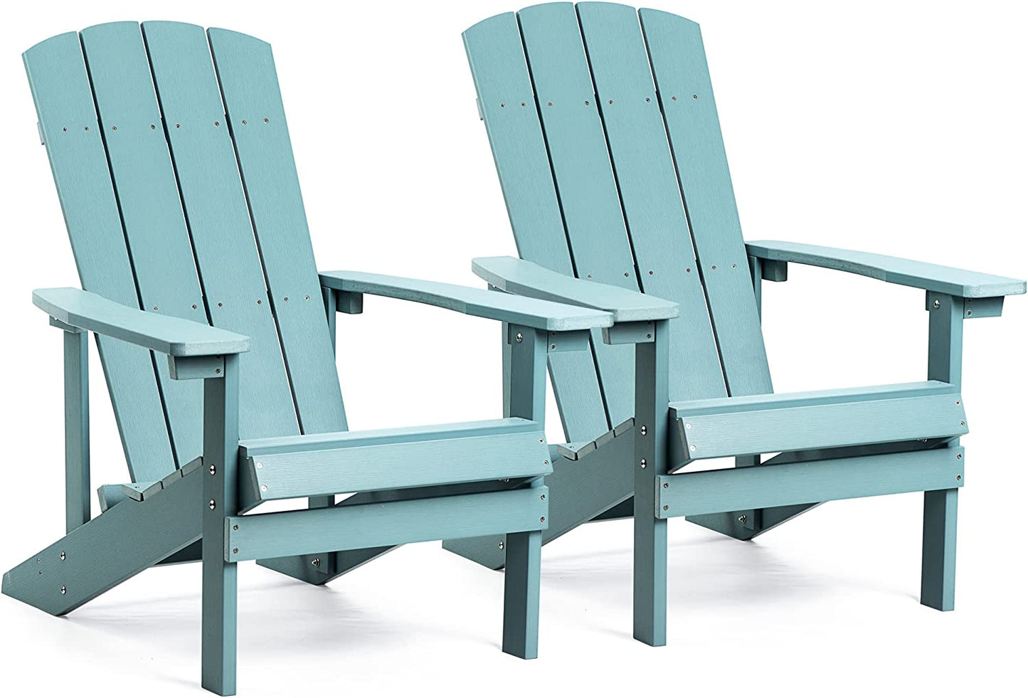 Plastic Adirondack Chairs Set of 2, Weather Resistant Patio Chairs, Outdoor Deck Fire Pit Chairs