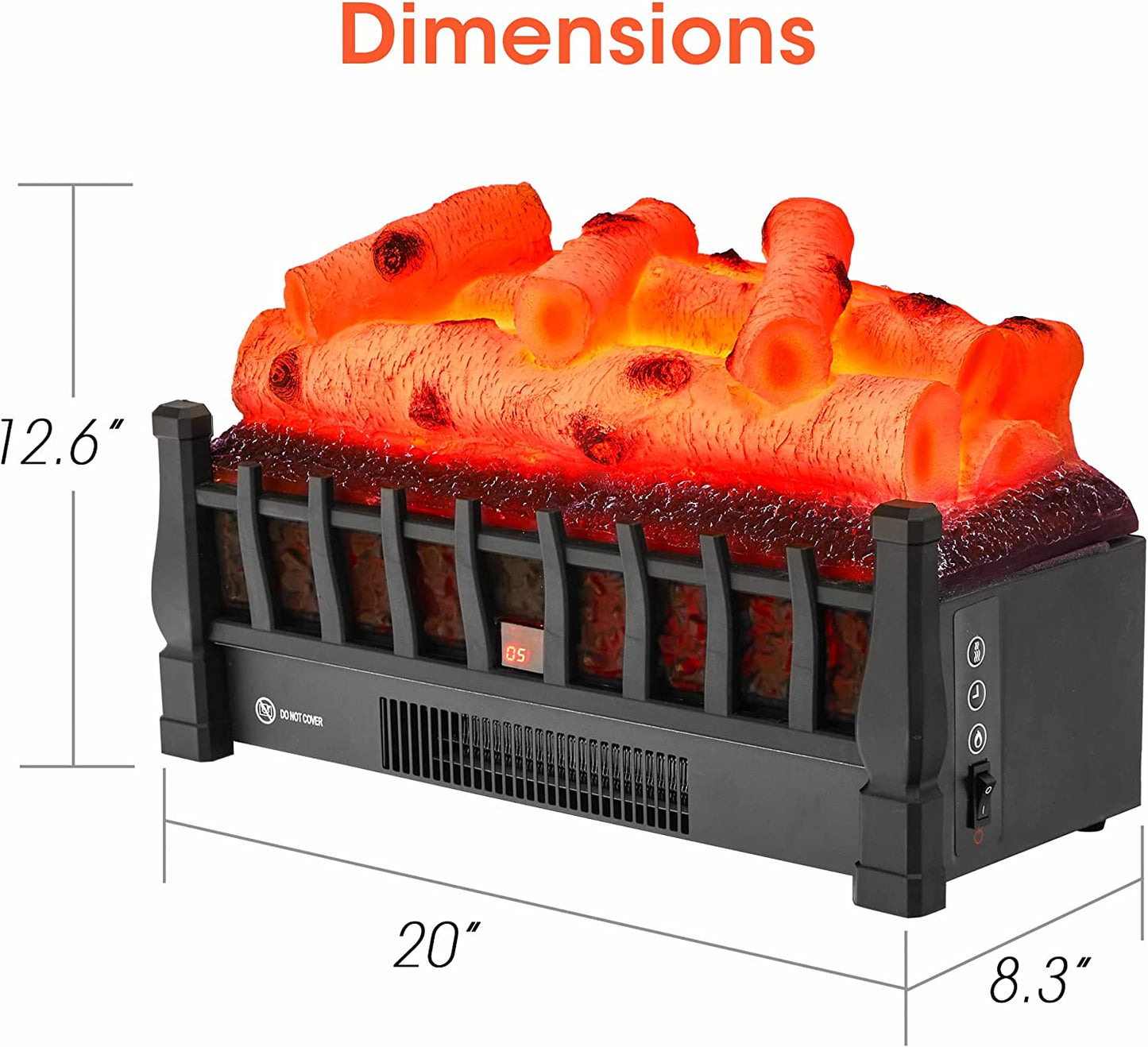 Electric Fireplace Logs Set Heater Realistic Ember Bed for Indoor Use 20Inch