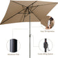 6.5x10ft Rectangular Patio Umbrella 30 LED with Push Button Tilt Crank 6 Ribs