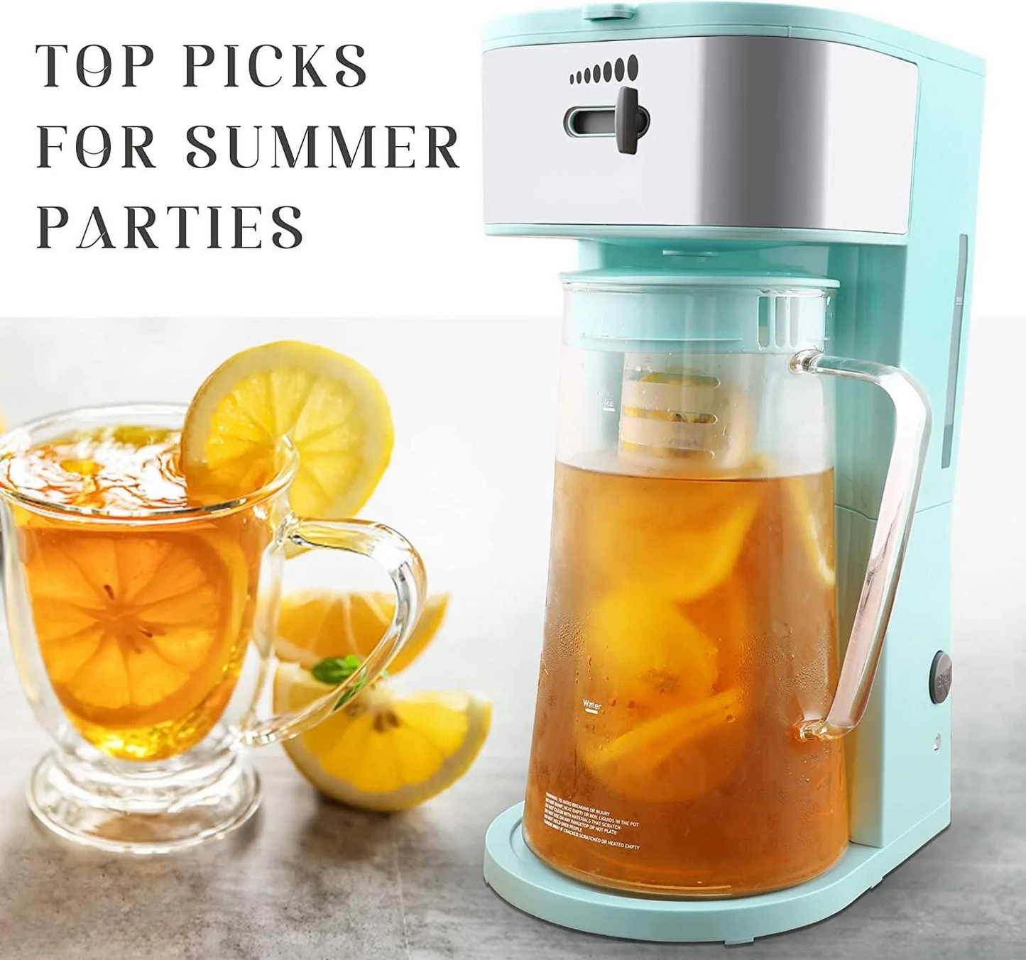 Iced Tea Maker with Upgrade 3 Quart Infusion Glass Pitcher,Ice Tea Maker with Strength Selector for Hot/Cold Water, Suitable For Customized Sweet Tea, Perfect for Summer Parties