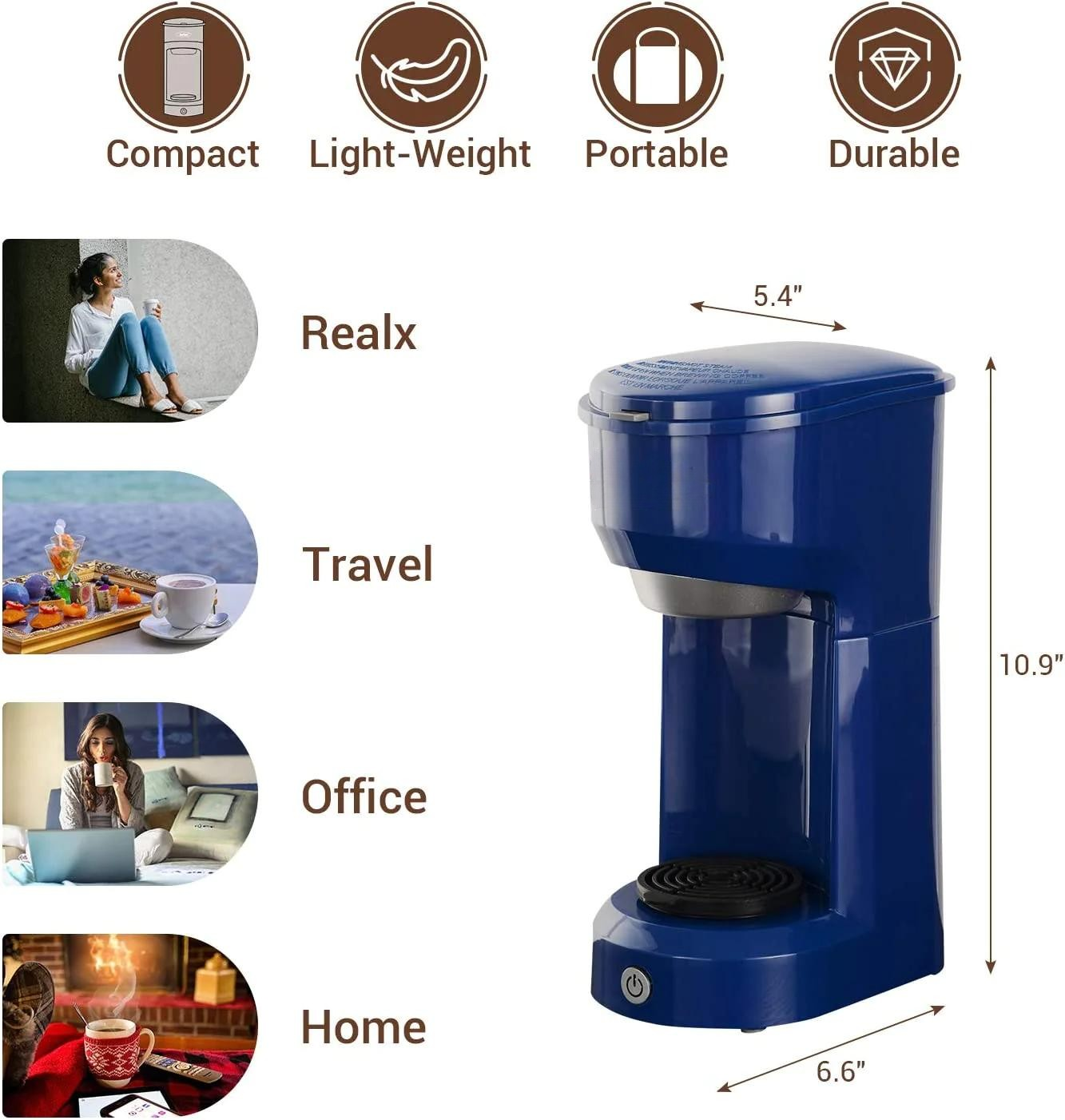 Single Serve Coffee Maker for Pods and Ground Coffee 14 OZ Reservoir –  Heynemo
