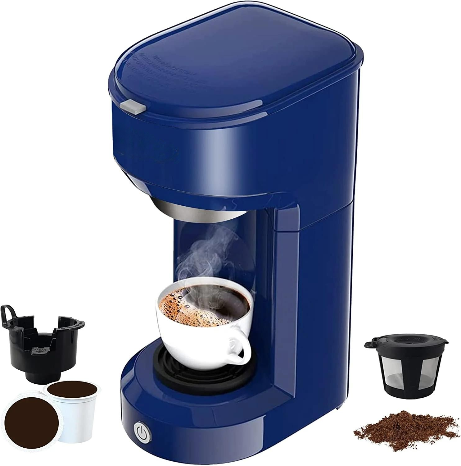 2 in 1 Single Serve Coffee Maker for K Cup Pods & Ground Coffee, Mini K Cup  Coffee Machine with 6 to 14 oz Brew Sizes, Single Cup Coffee Brewer with