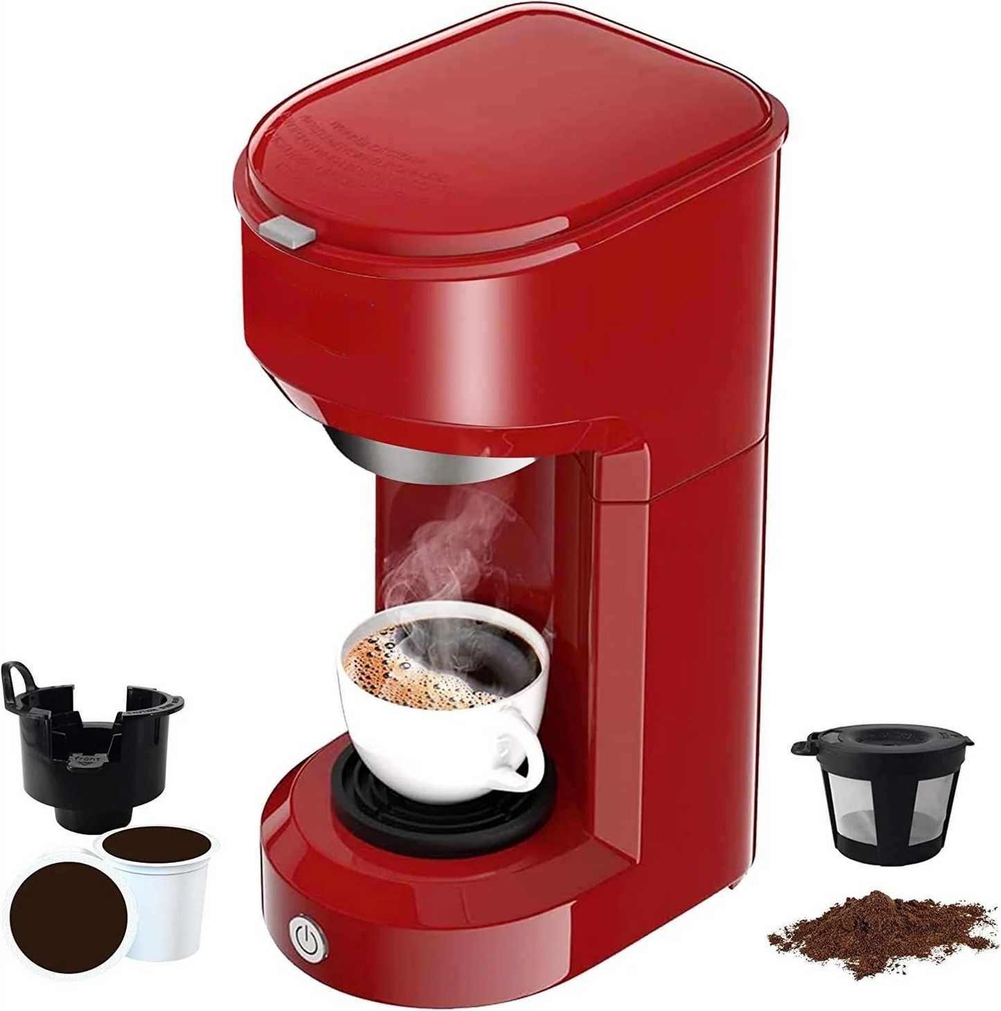 Single Serve Coffee Maker for Pods and Ground Coffee 14 OZ Reservoir