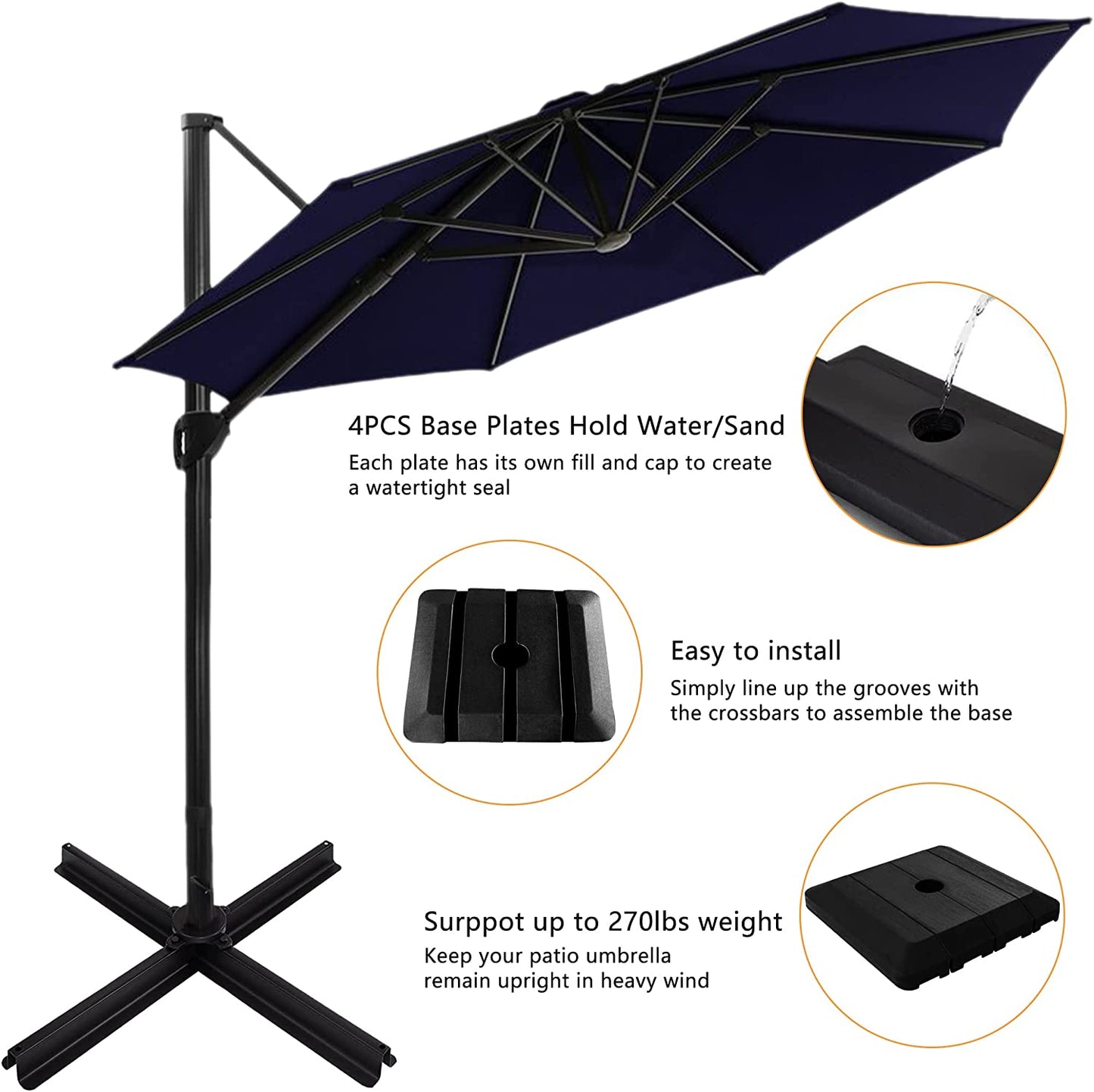 Offset patio umbrella with base included 11ft Offset Cantilever Umbrella