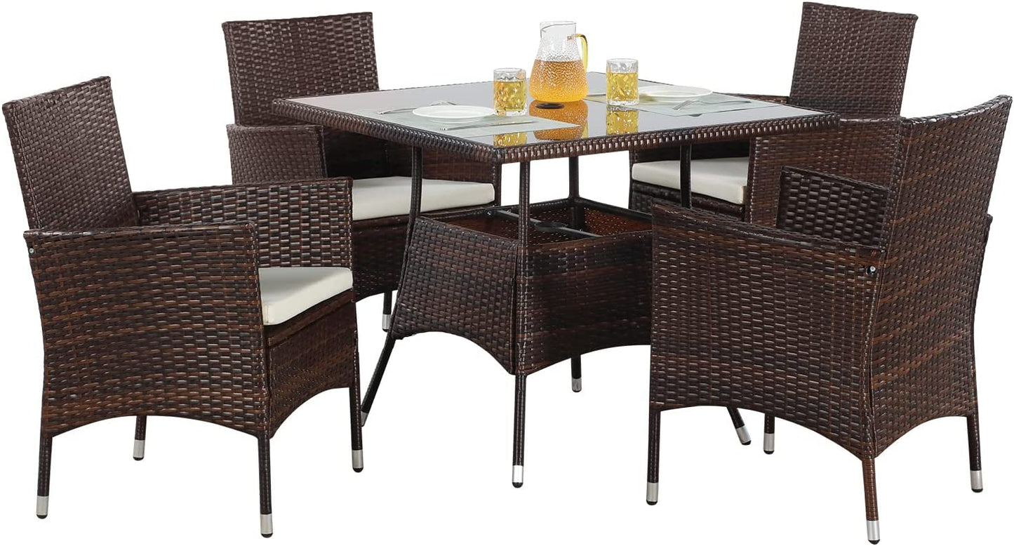 5-Piece Wicker Patio Dining Table and Chair Set