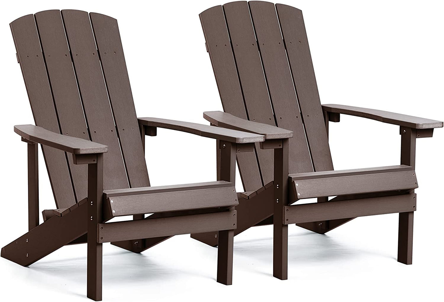 Plastic Adirondack Chairs Set of 2, Weather Resistant Patio Chairs, Outdoor Deck Fire Pit Chairs