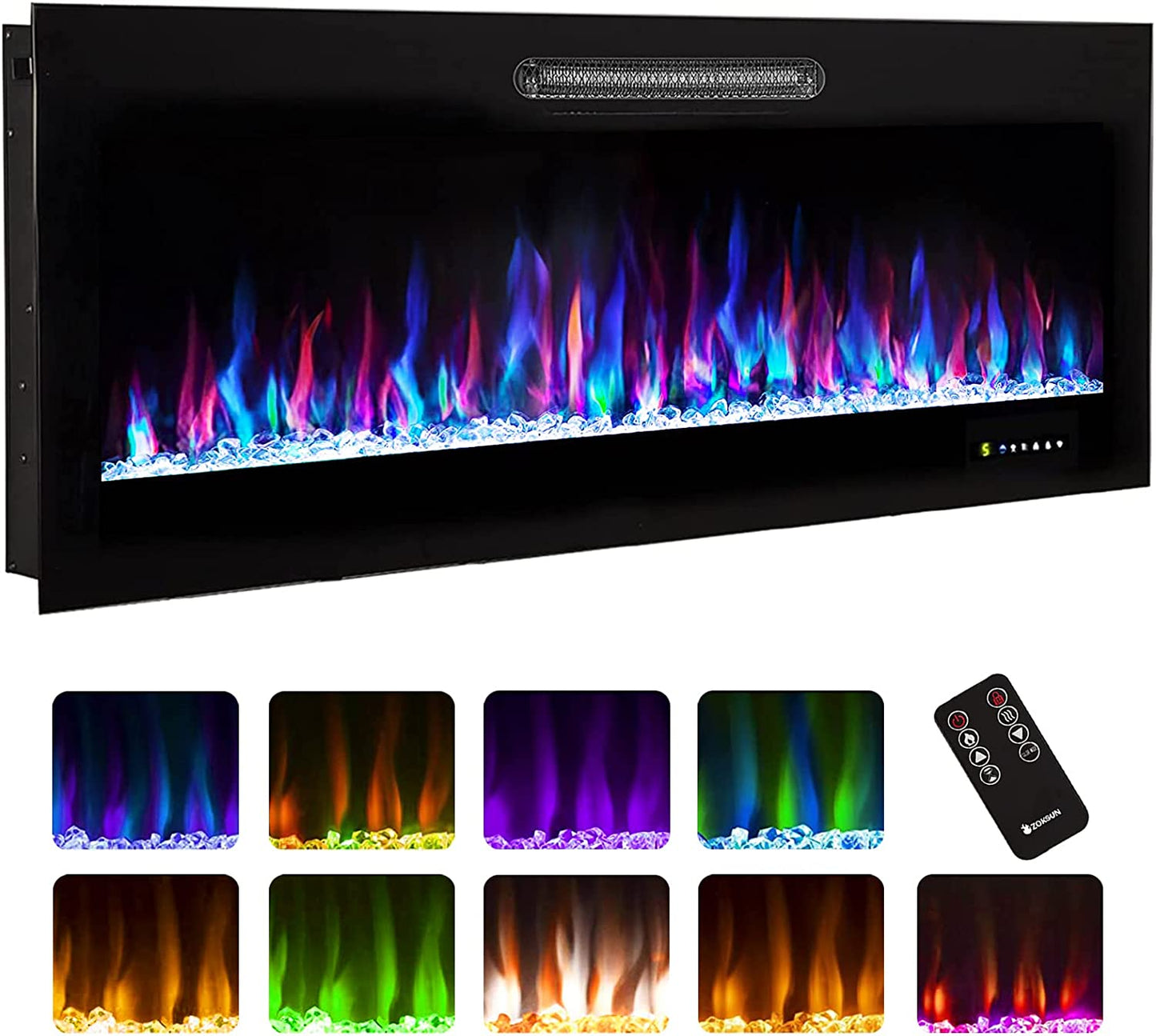 Electric Fireplace Logs Set Heater Realistic Ember Bed for Indoor Use 36Inch