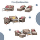 Outdoor Patio Sectional Furniture Set, 7 Piece PE Wicker Patio Conversation Sets Couch with Washable Cushions & Glass Table, Outdoor Rattan Sofa for Garden, Lawn, Backyard (Khaki)