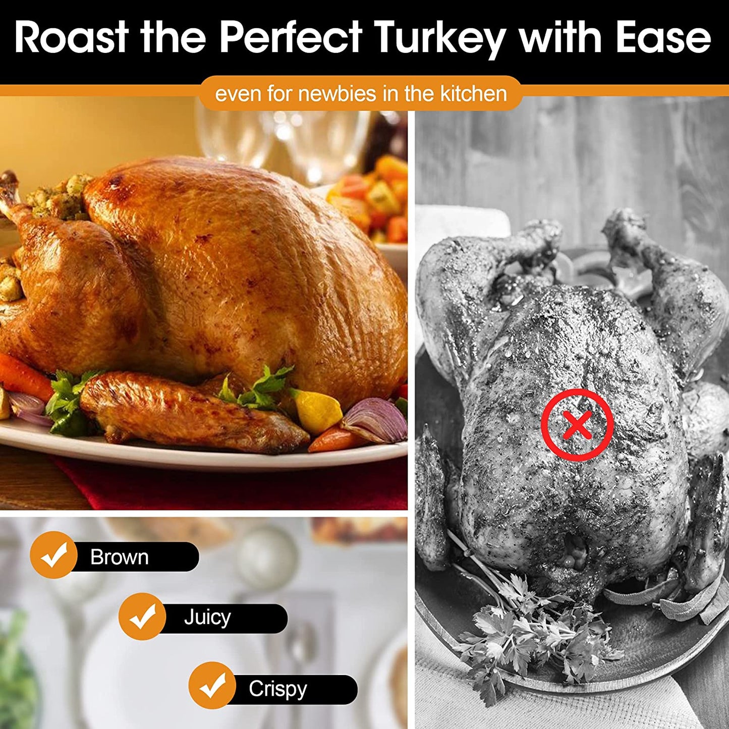 Roaster Oven, Electric Roaster Oven with Viewing Lid, Sunvivi Turkey Roaster with Unique Defrost/Warm Function, Large Roaster with with Removable Pan & Rack , Stainless Steel
